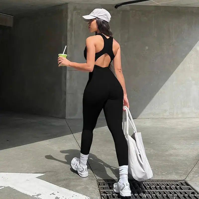 Women's Sleeveless Bodycon Yoga Jumpsuit