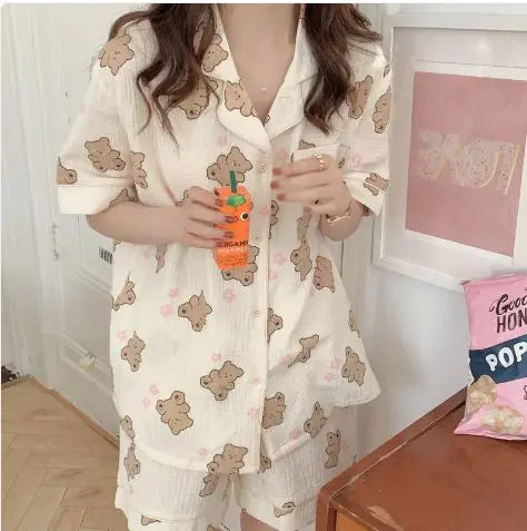 Bear Print Pajamas Set