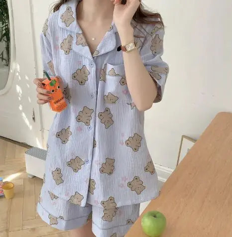 Bear Print Pajamas Set