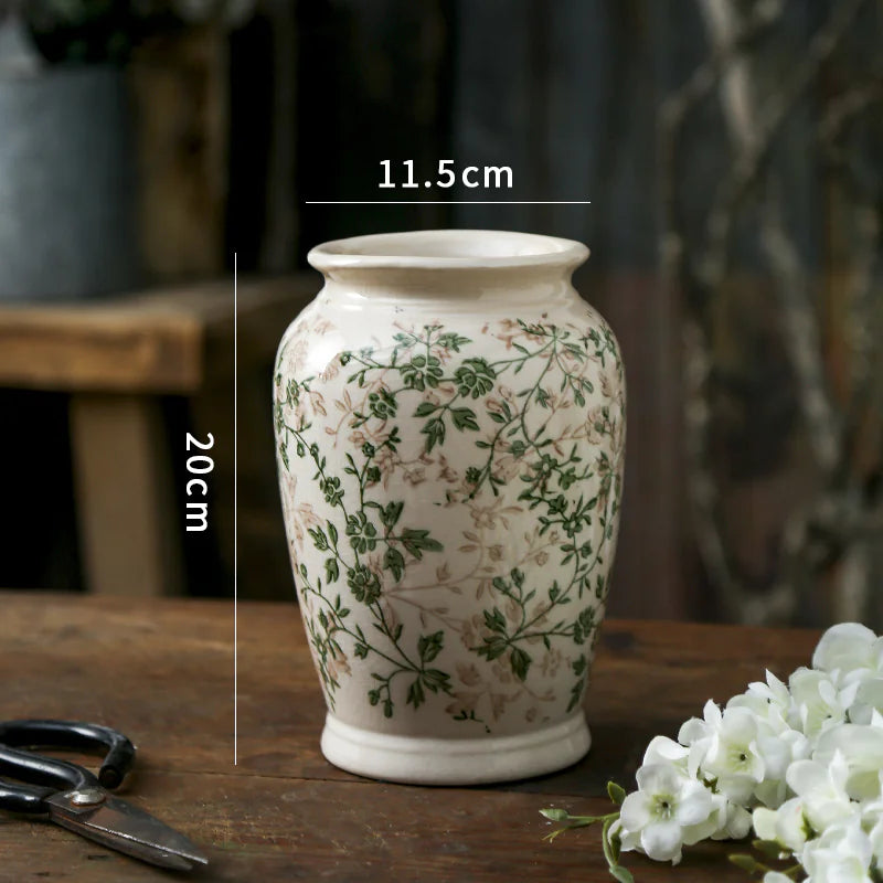 Simple Green Retro Ceramic Vase