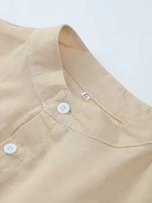 Men's Cotton Linen Henley Shirt