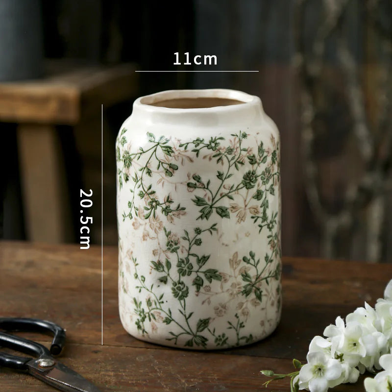 Simple Green Retro Ceramic Vase