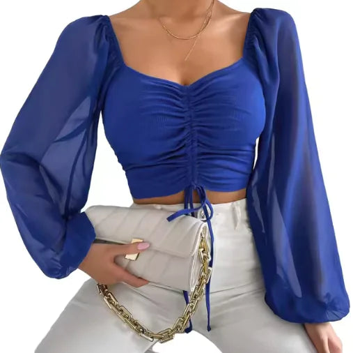 Crop Top with Balloon Sleeves